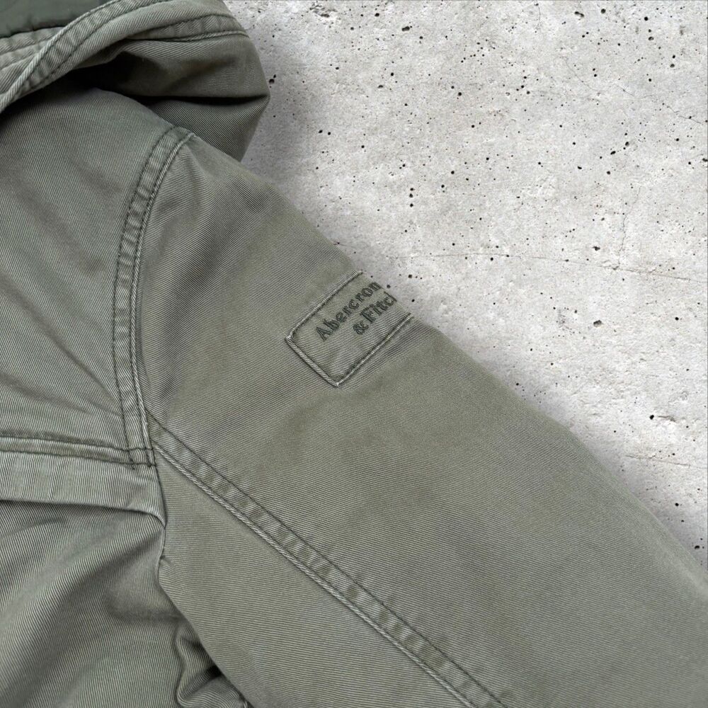 Abercrombie & Fitch Womens Small Olive Green Sherpa Lined Hooded Military Parka - Picture 7 of 10